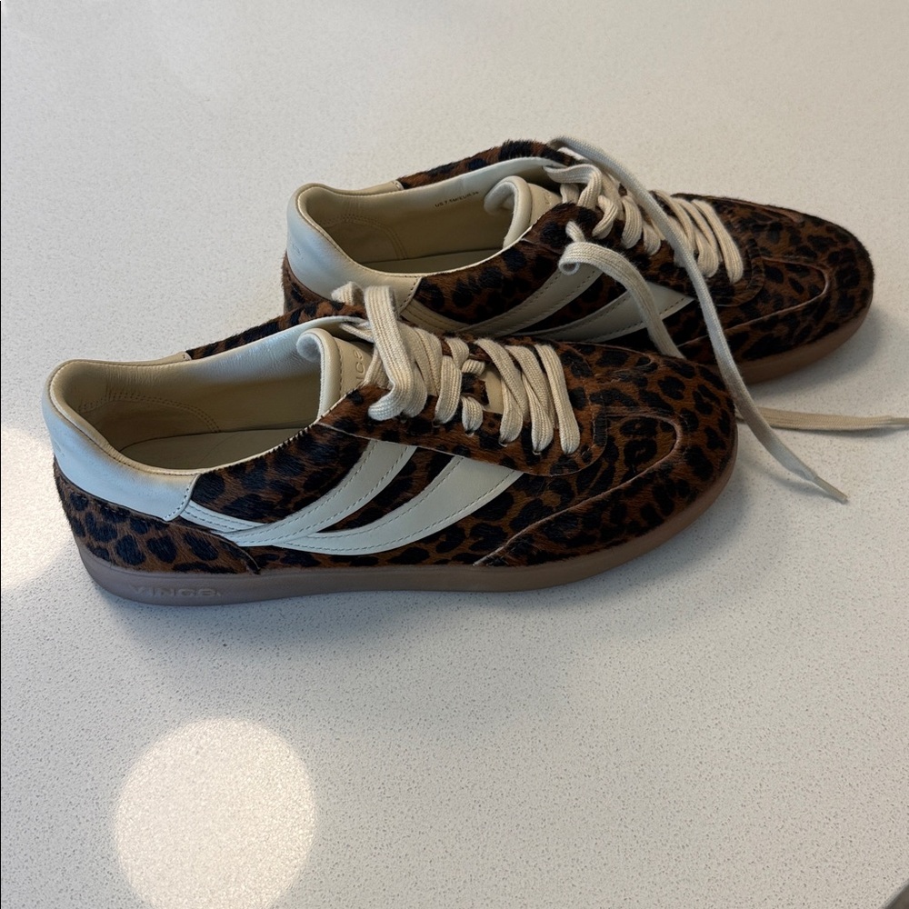 Vince Leopard cheetah Print Sneakers with White Accents
